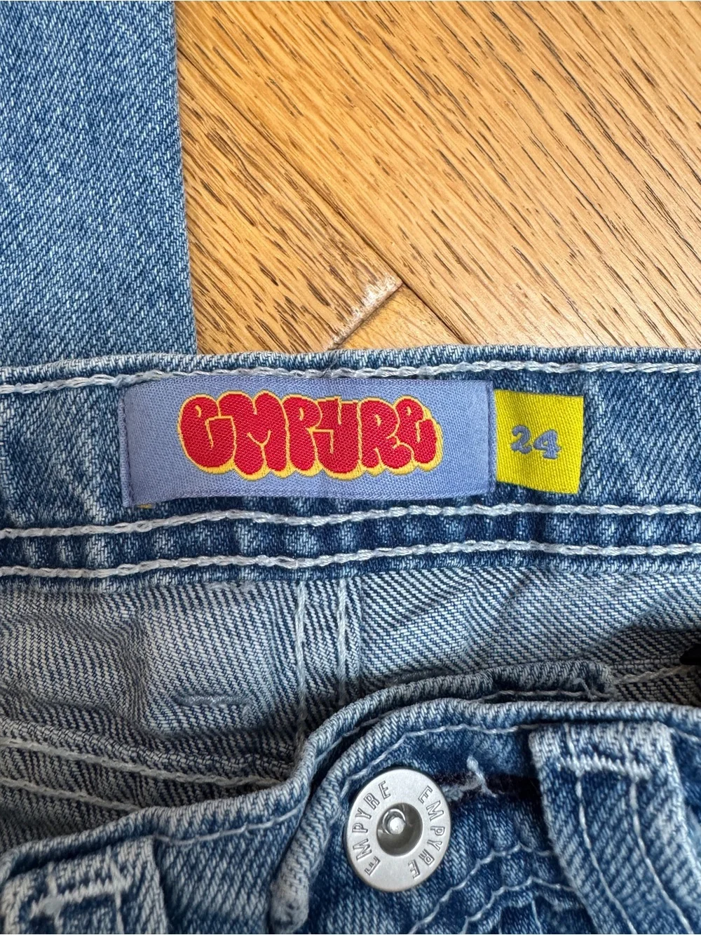 Empyre Kids Blue Straight-Leg Denim Jeans size 24 100% cotton Y2K